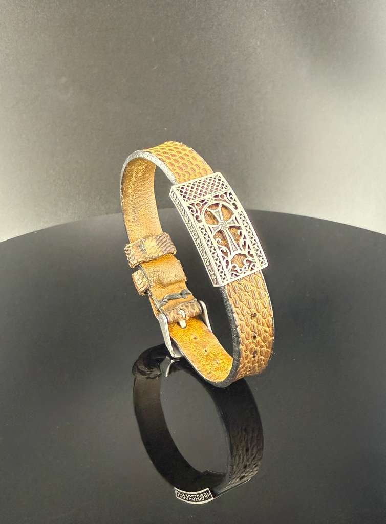 Handmade Leather Bracelet with Cross